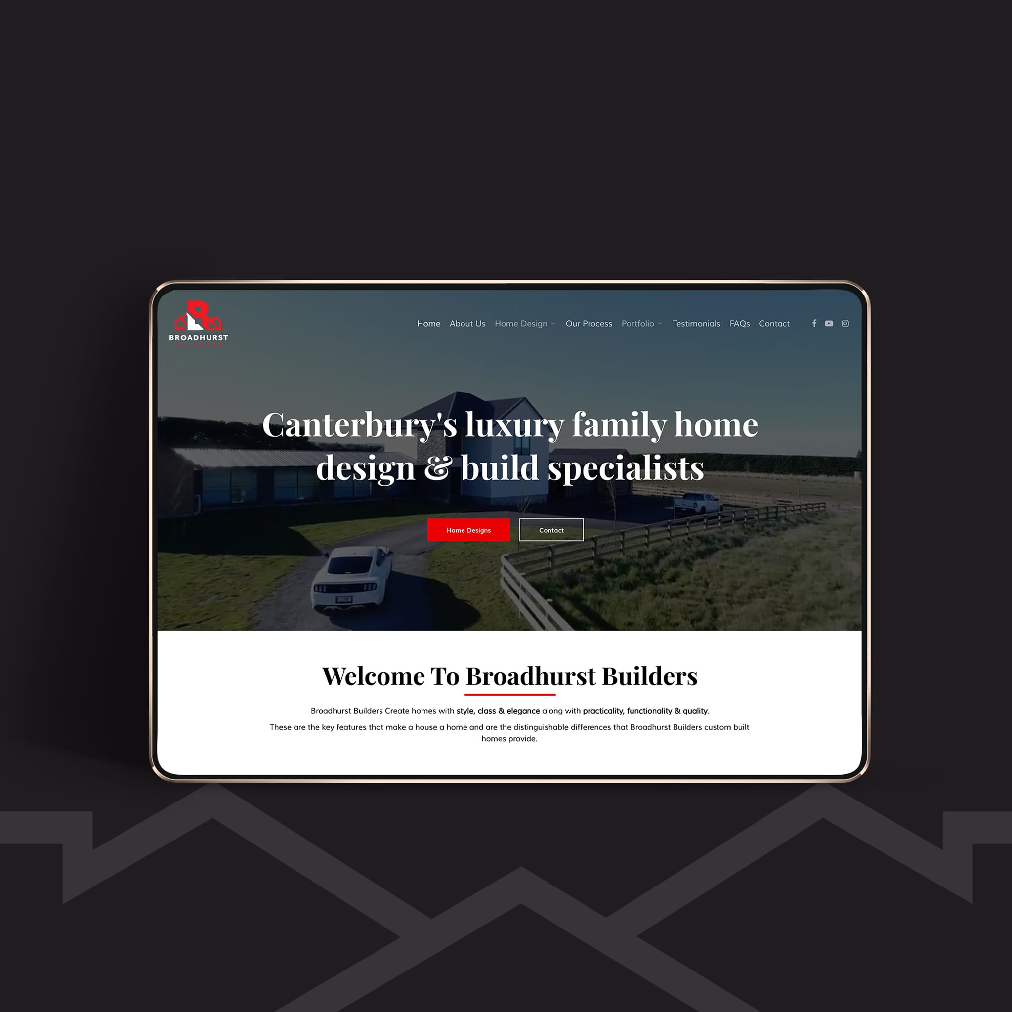 Website design and development for Broadhurst Builders by MoMac Christchurch creative agency