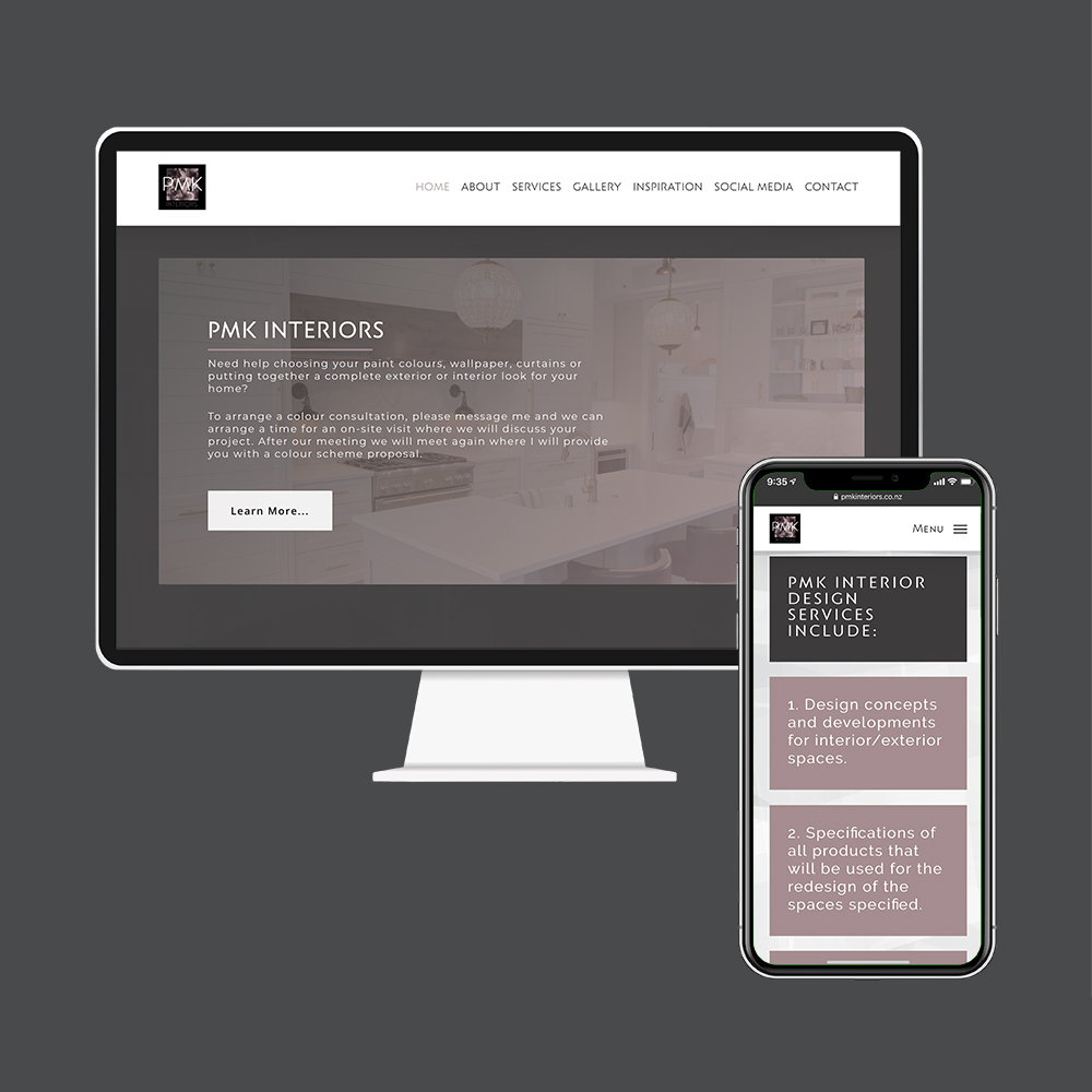 PMK Interiors website created by the web designers in Rangiora at MoMac