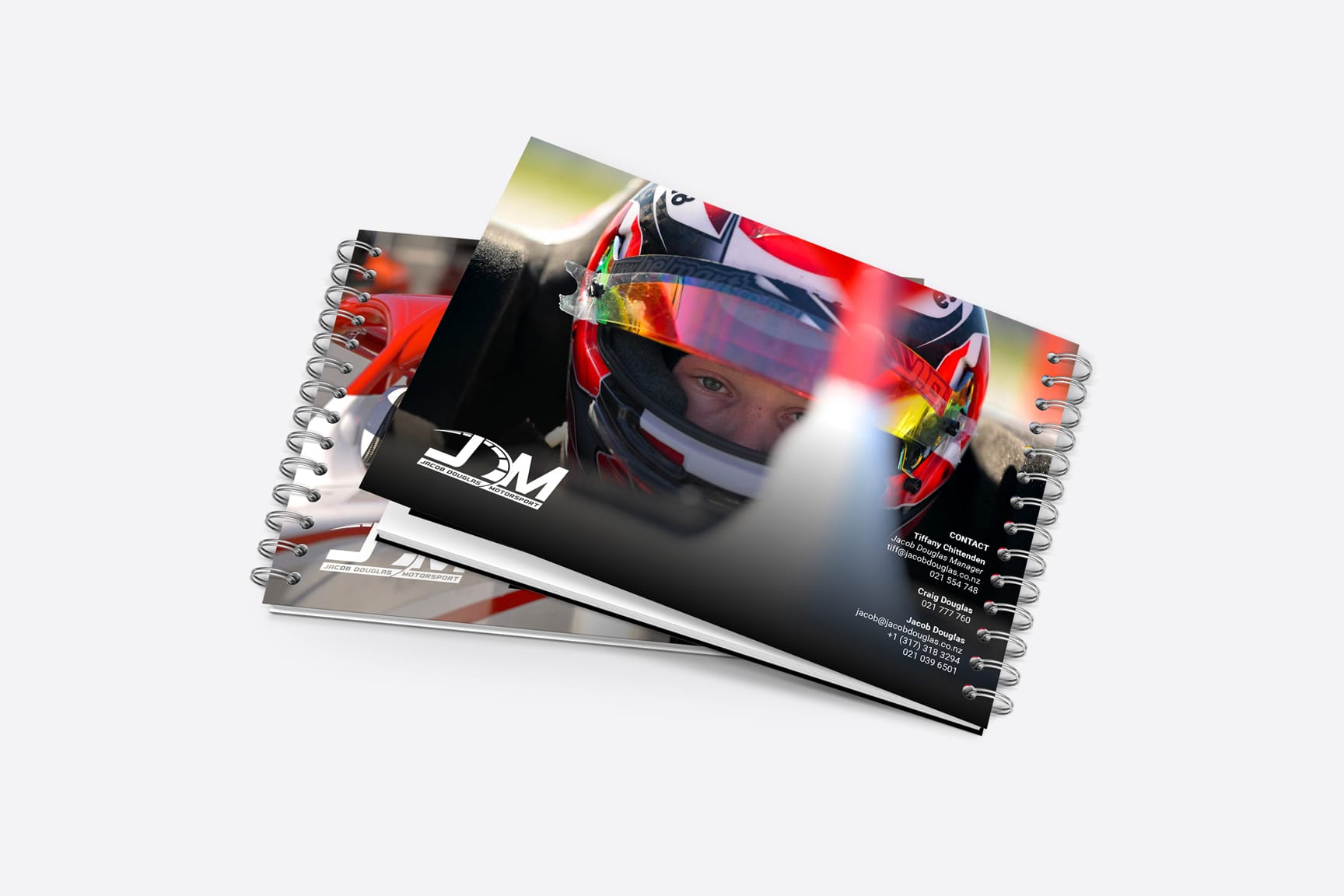 Jacob Douglas Motorsport prospectus design by MoMac Christchurch creative agency