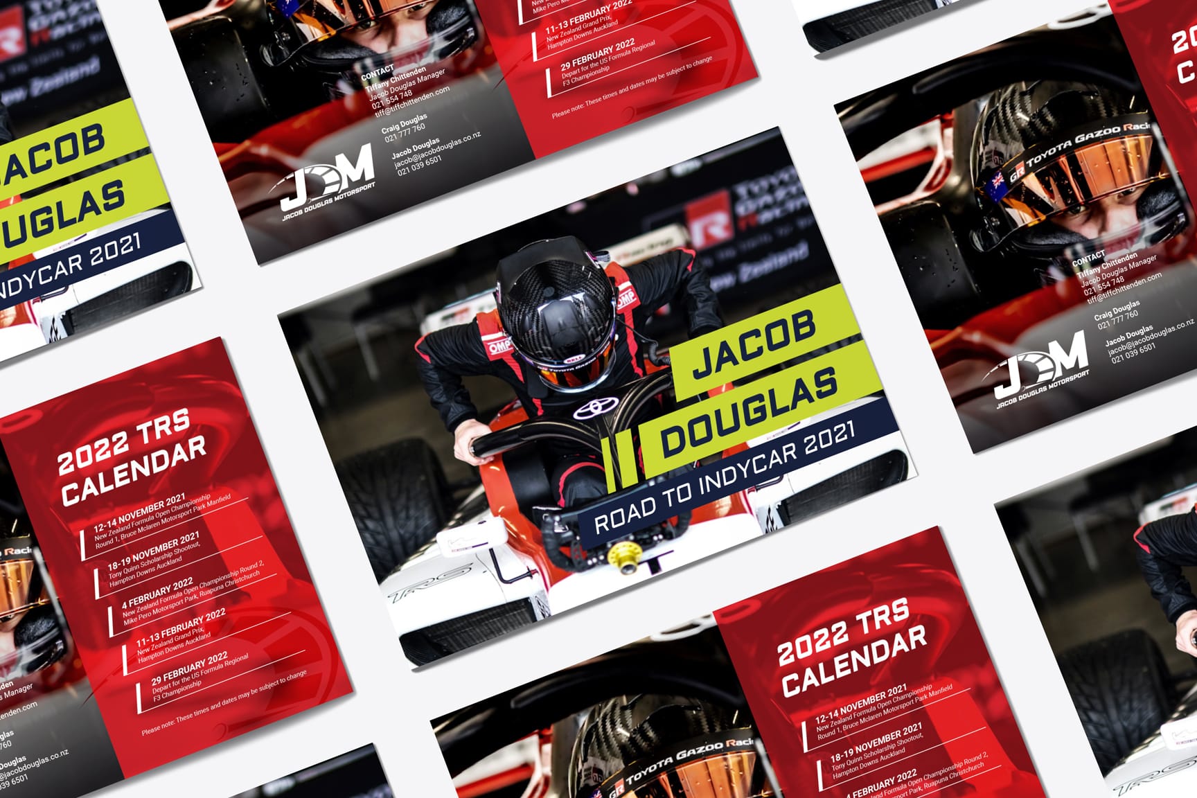 Jacob Douglas Motorsport prospectus design by MoMac Christchurch creative agency