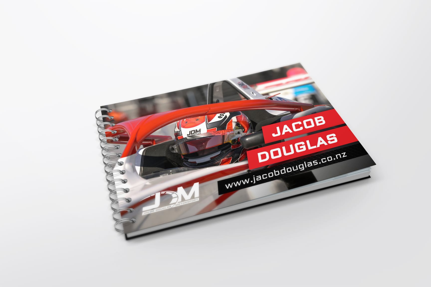 Jacob Douglas Motorsport prospectus design by MoMac Christchurch creative agency