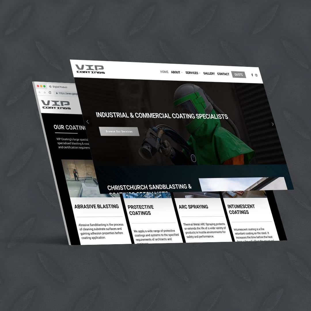 VIP Coatings website design and development by MoMac Christchurch