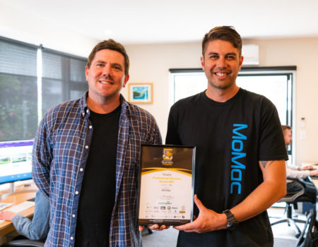 Ryan founder of MoMac winning a North Canterbury Business Award