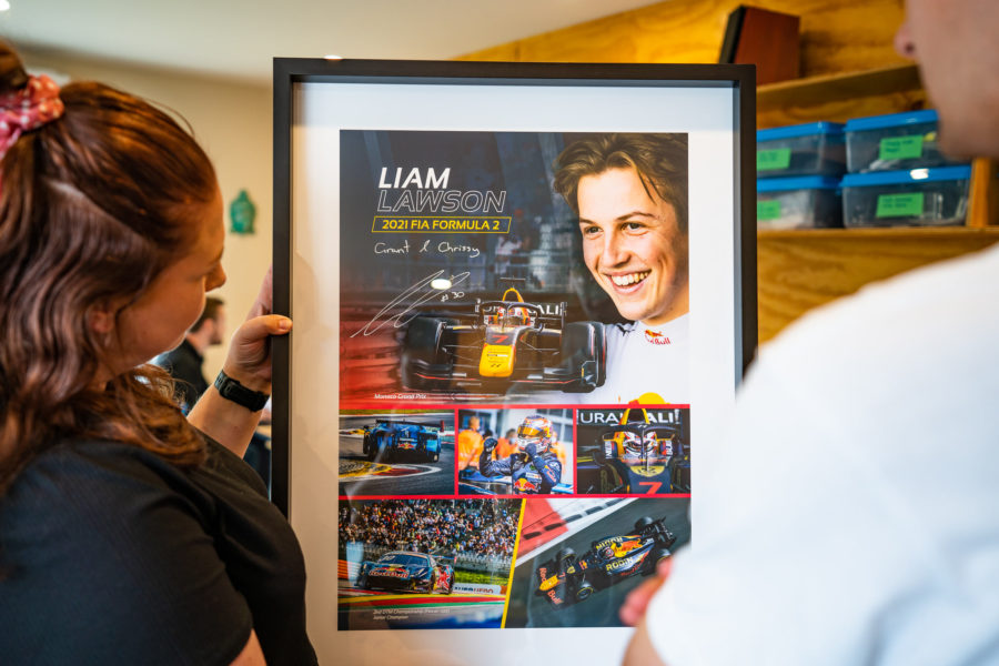 Liam Lawsons 2022 Formula 2 poster graphic designed by MoMac Christchurch