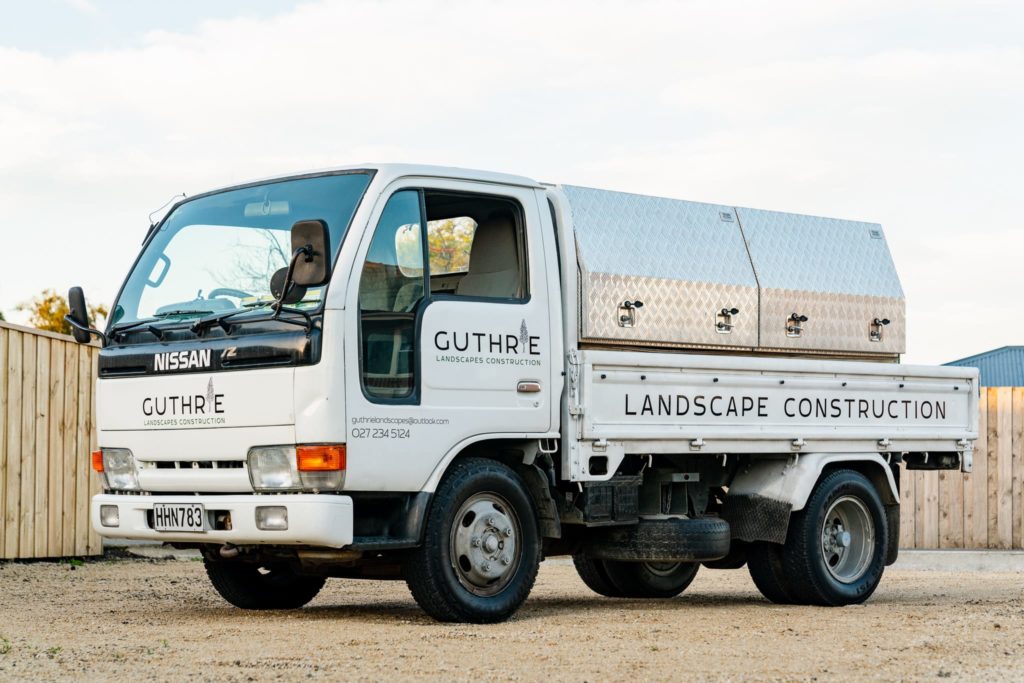 Guthrie Landscapes Construction logo design by MoMac graphic designers christchurch