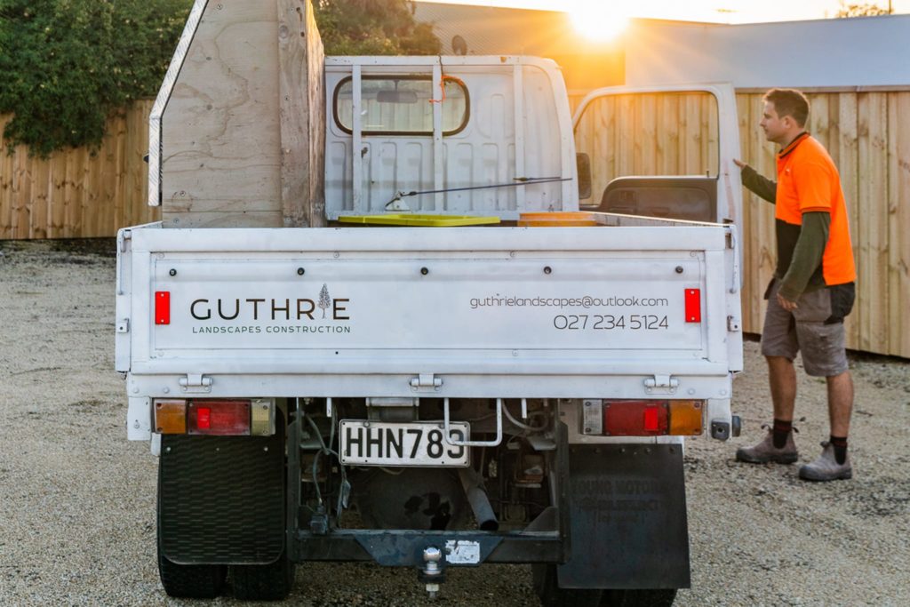 Guthrie Landscapes Construction logo design by MoMac graphic designers christchurch