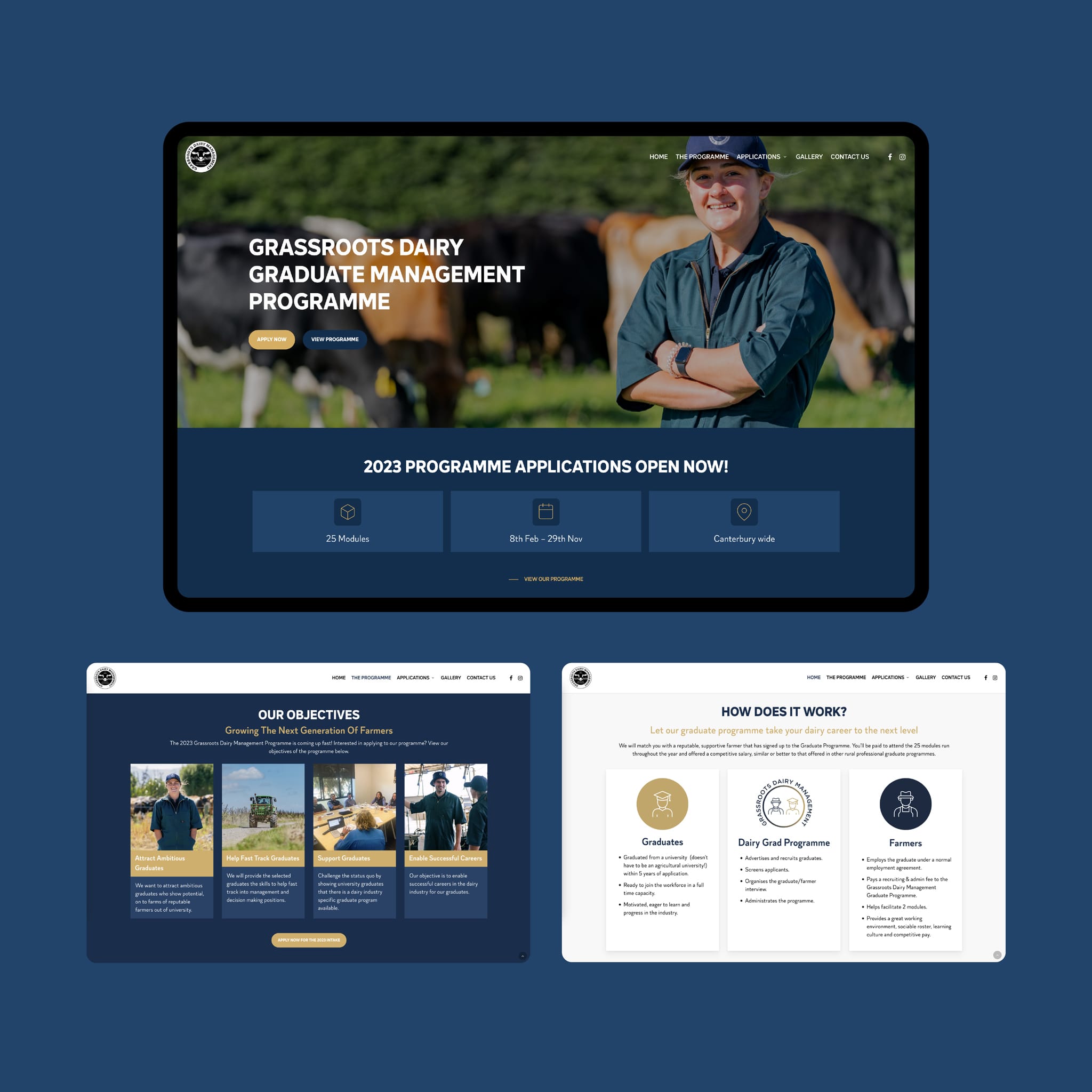 Grassroots Dairy Graduate Programme website design and development by MoMac Christchurch