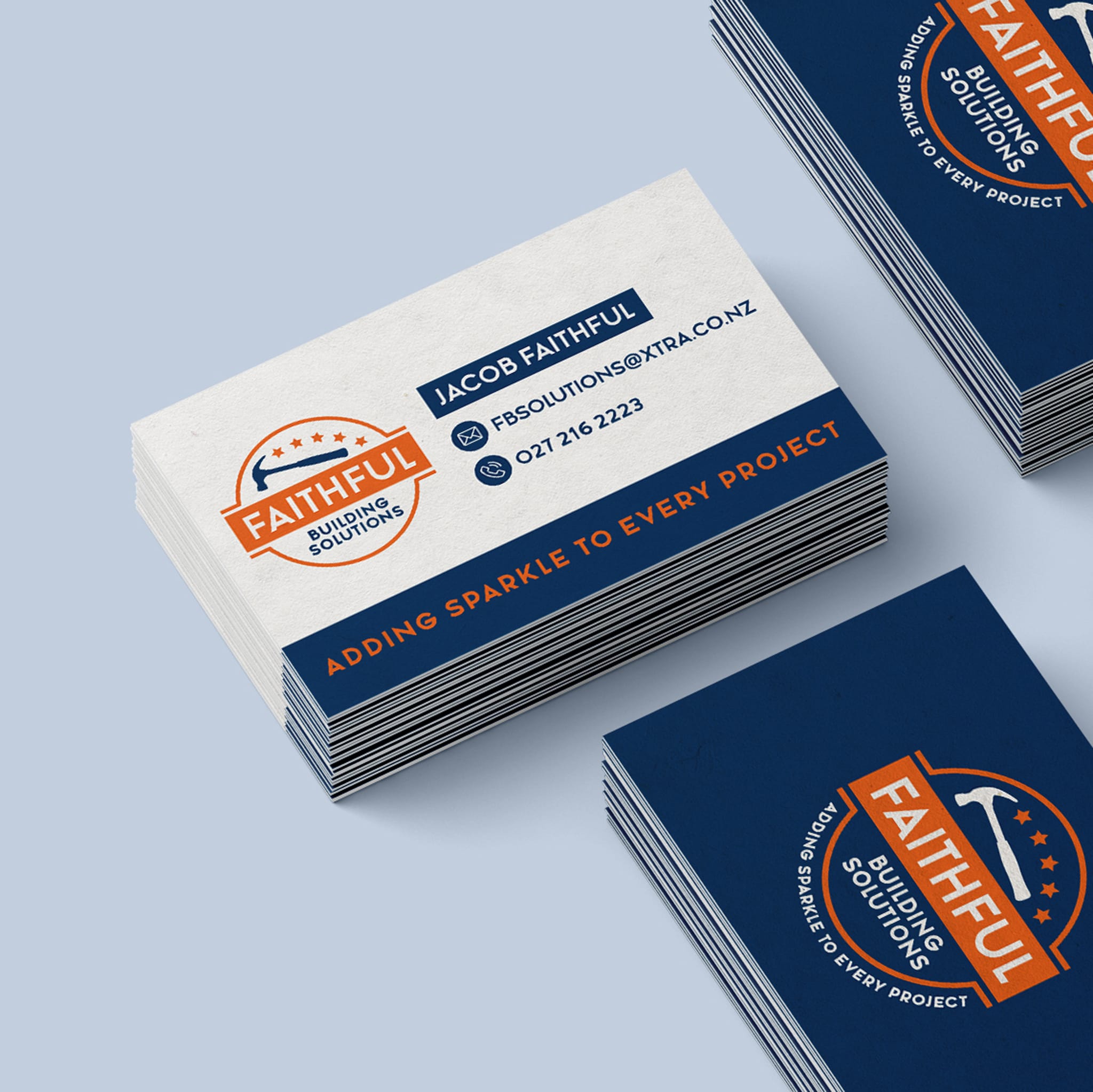 Business card design for Faithful Building Solutions by MoMac Graphic Designers in Christchurch