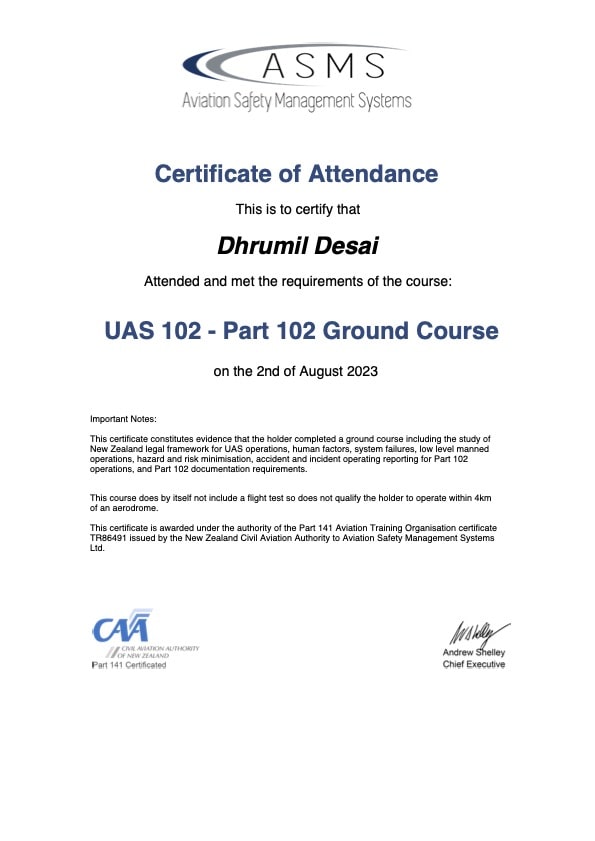 Dhrumil Desai MoMac - UAS 102 - Part 102 Ground Course
